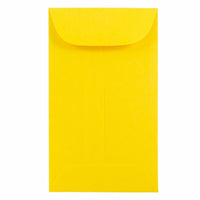 JAM Paper #6 Coin Business Coloured Envelopes - 3.375" x 6" - Yellow Recycled - 50 Pack-Colour: Yellow Coin Envelopes