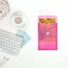 JAM Paper Plastic Envelopes with Button and String Tie - Open End - 6.25" x 9.25" - Magenta Pink Poly - 12 Pack -Quantity: 12 per pack