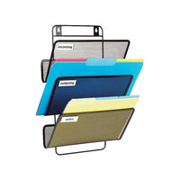 Staples Metal Mesh 3-Slot Wall File - Black-Keeps important documents within reach for a more organized day