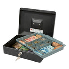 SentrySafe CB-12 Medium Cash Box, 0.21 cu. ft., Black-Medium cash box has an interior cash tray to help organize bills, coins, checks and receipts