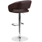Flash Furniture Contemporary Brown Vinyl Adjustable Height Barstool with Rounded Mid-Back & Chrome Base-CA117 Fire Retardant Foam