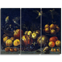 Designart Tommaso Realfonso, Still Life with Pomegranates Canvas Art Print, 3 Panels, (PT5028-3P)-Print