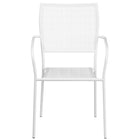 Flash Furniture White Indoor-Outdoor Steel Patio Arm Chair with Square Back-Stackable Patio Chair