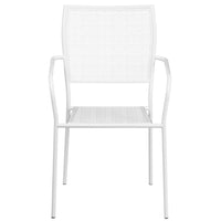 Flash Furniture White Indoor-Outdoor Steel Patio Arm Chair with Square Back-Stackable Patio Chair