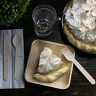 Globe Commercial Products Compostable Wooden Cutlery - 6.5" Knife - Fork - Spoon and Napkin in Paper Bag - 500 Pack-6.5" Length
