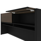 Bestar Connexion Hutch for Credenza Desk, Antigua & Black-The hutch for credenza desk offers large closed storage space, efficient wire management and two large paper shelves