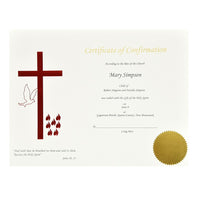 St. James Confirmation Certificate, Red Foil Engraved Design on 65lb Ivory Card, 50 Pack-Create tangible memories with these premium certificates