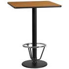Flash Furniture Laminate 30" Square Round Base Table, Natural (XUNT3030TR18B3F)-Bar height hospitality table