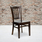 Flash Furniture HERCULES Series Vertical Slat Back Walnut Wood Restaurant Chair - 2 Pack-Mortise and Tenon Style Construction with metal wood screw reinforcements