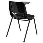 Flash Furniture Padded Ergonomic Shell Chair with Left Handed Flip-Up Tablet Arm, Black-Ergonomically Contoured Design with Black Padded Plastic Back and Seat