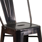 Flash Furniture 24" High Black-Antique Gold Metal Indoor-Outdoor Counter Height Stool with Back-Seat Size: 12''W x 12''D