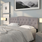 Flash Furniture Cambridge Tufted Upholstered King Size Headboard - Light Grey Fabric-Button Tufted with Diamond Pattern Stitching