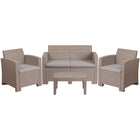 Flash Furniture 4 Piece Outdoor Rattan Set with 2 Seat Love Seats, Light Grey (DADSF112TCRC)-Contemporary Outdoor Seating Set