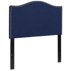 Flash Furniture Lexington Upholstered Twin Size Headboard with Accent Nail Trim - Navy Fabric-Panel Headboard with Arched Top