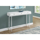Monarch Specialties 3297 Accent Table - 48"L/Glossy White/Chrome Metal-Spacious rectangular tabletop to hold books, decorative objects, pictures