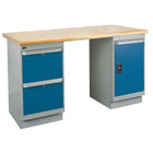 Kleton Workbench, Laminated Top, 2 Pedestals, 2 Drawers and 1 Door, 30"W x 60"L x 34"H-34" overall height
