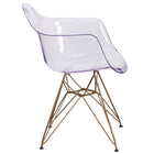 Flash Furniture Alonza Series Transparent Side Chair with Gold Base-Curved Arms