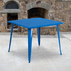 Flash Furniture 35.5" Square Blue Metal Indoor-Outdoor Table-Top Size: 35.5" Square