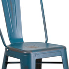 Flash Furniture 30"H Distressed Antique Blue Metal Indoor-Outdoor Barstool with Back-Seat Size: 14''W x 14''D