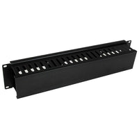 Startech 2U Horizontal Finger Duct Rack Cable Management Panel with Cover-Separate and route cables easily, using the fingers on either side or the rear pass-through holes