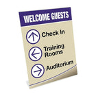 Staples Slanted Acrylic Desktop Sign Holder, 3-1/2" x 5"-Transparent sign holder made of durable, clear plastic