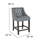 Flash Furniture Carmel Series 24" High Transitional Tufted Walnut Counter Height Stool - Light Grey Leather - 2 Pack-Floor Protector Glides