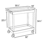 Luxor (EC11-G) 32" x 18" Tub Cart, Two Shelves, Gray-Cart suits warehouses, shops, garages, cafes, or offices