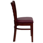 Flash Furniture HERCULES Series Vertical Slat Back Mahogany Wood Restaurant Barstool - 2 Pack-Burgundy Vinyl Upholstered Seat