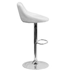 Flash Furniture Contemporary Vinyl Bucket Seat Adjustable Height Barstool with Diamond Pattern Back & Chrome Base - White-White Vinyl Upholstery