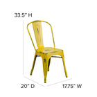 Flash Furniture Distressed Yellow Metal Indoor-Outdoor Stackable Chair-Cross Brace under seat provides extra stability