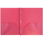 JAM Paper Plastic 2 Pocket School POP Folders with Metal Prongs Fastener Clasps, Assorted Primary Colours, 6 Pack-5