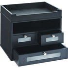 Victor Wood Tidy Tower Desktop Organizer, Midnight Black (5500-5)-Two small drawers and one large for desk supplies