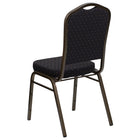 Flash Furniture HERCULES Series Crown Back Stacking Banquet Chairs with Black Patterned Fabric & Gold Vein Frame - 4 Pack-Black Patterned Fabric Upholstery
