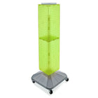 Azar Displays 40" x 8" x 8" 4-Sided Interlocking Pegboard Display Tower with Square Base, Green (703388-GRE)-Revolves on a square wheeled base