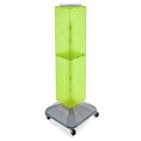 Azar Displays 40" x 8" x 8" 4-Sided Interlocking Pegboard Display Tower with Square Base, Green (703388-GRE)-Revolves on a square wheeled base
