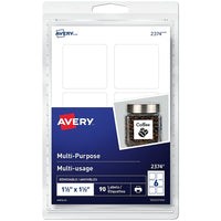 Avery White Print or Write Removable Square Multiuse Labels, 1-1/2" x 1-1/2", 90 Pack, (2374)-Removable