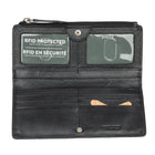 Roots Ladies Slim Clutch Wallet with Top Zipper - Black-6 Credit Card Slots