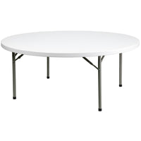 Flash Furniture 72" Round Granite Plastic Folding Table, White-Ready To Use Commercial Table