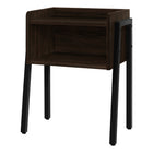 Monarch Specialties 3593 Accent Table - 23"H/Espresso/Black Metal-2-tier rectangular accent table in a dark brown espresso finish featuring a tray-style tabletop with raised edges on the sides and back, rounded front edges, and 1 storage cubby