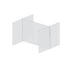 Mark Maker H Shaped Table Divider - 32" W x 23.5" H middle and two 30" W x 23.5" H sides 1/4" Clear Acrylic - no pass throughs-Optimal social distancing for up to 4 people.