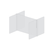 Mark Maker H Shaped Table Divider - 32" W x 23.5" H middle and two 30" W x 23.5" H sides 1/4" Clear Acrylic - no pass throughs-Optimal social distancing for up to 4 people.