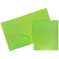 JAM Paper Plastic Heavy Duty Two Pocket Folders, Lime Green, 108 Pack (383HLIB)-Lime green