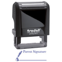 Trodat Printy ''Parent Signature'' Self-Inking Stock Stamp - English - Blue Ink-Message is "Parent Signature" in blue ink