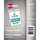 Avery 74472 Heavy-Duty Badge Holders for Inserts up to 4" x 3", 25 Pack-Flexible badge holder