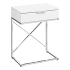 Monarch Specialties 3470 Accent Table - 24"H/Glossy White/Chrome Metal-Spacious rectangular table top in a sophisticated glossy white finish