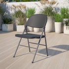 Flash Furniture HERCULES Series Black Plastic Folding Chair with Charcoal Frame-Charcoal Powder Coated Frame Finish