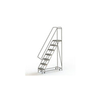 Tri-Arc Manufacturing Aluminum Rolling Ladder, Step Width: 16", Step Type: Serrated, No. of Steps: 7 (WLAR107165)-No. of Steps: 7