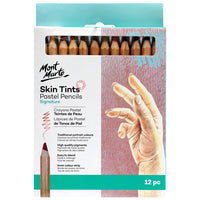 Mont Marte Skin Tints Pastel Pencils - 12 Assorted Colours-12 natural skin tone pastels pencels