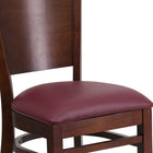 Flash Furniture Lacey Series Solid Back Walnut Wood Restaurant Chair - Burgundy Vinyl Seat-2.5" Thick Foam Padded Seat