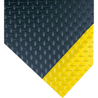 Wearwell Diamond-Plate Runner No. 385, 4' x 75', Black/Yellow-High-tech industrial runner for indoor use